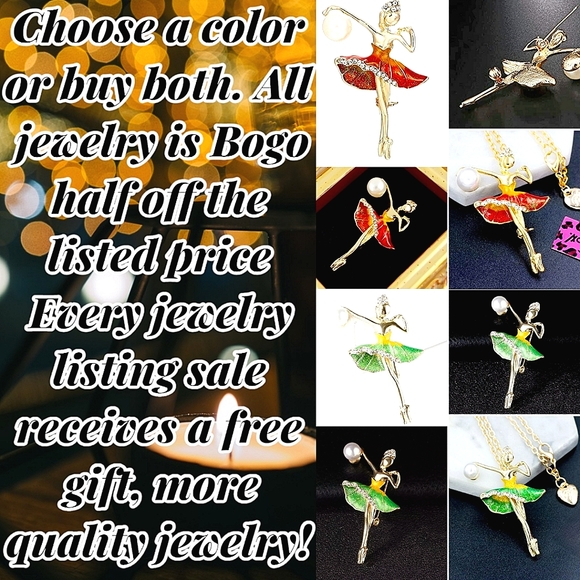 Gold plated crystal pearl dancer necklace/brooch - Picture 1 of 12
